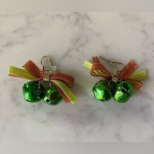 Green Jingle Bell Pierced Earrings